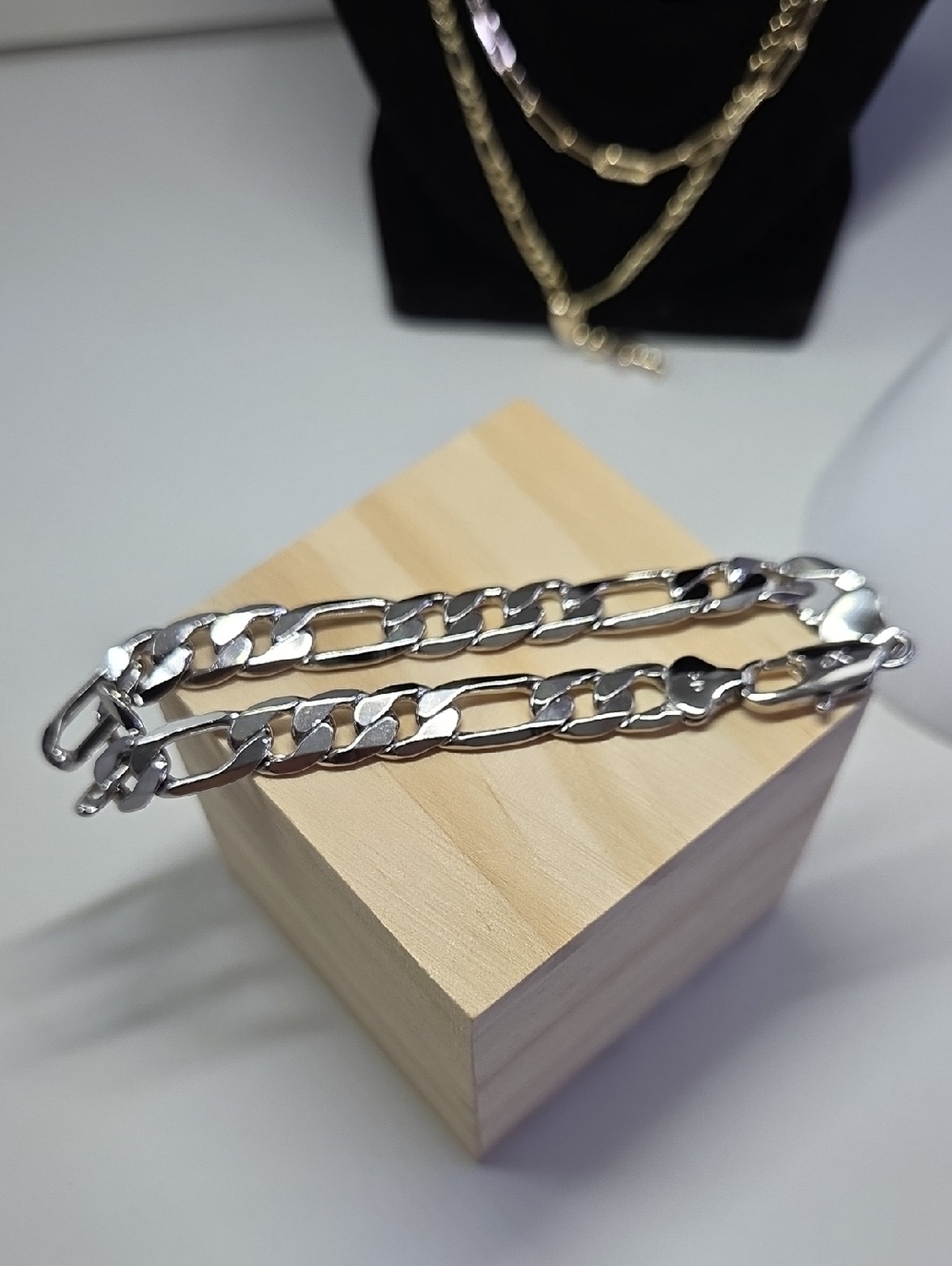 Silver Figaro Chain Bracelet for Men, (XP)